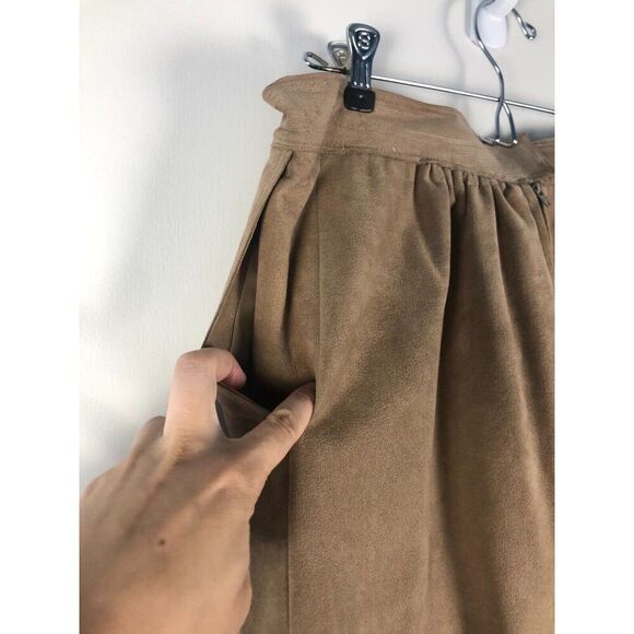 Vintage Homemade Skirt Suit Womens Sz M 2Pc Set Jacket & Skirt Camel Faux Suede* - Picture 8 of 15